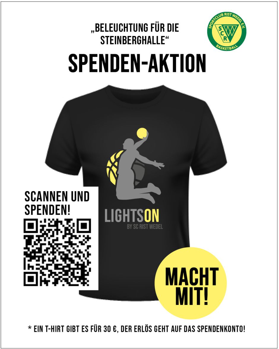 "Lights on“ – Wir sammeln für eine neue Beleuchtungsanlage für die Steinberghalle!